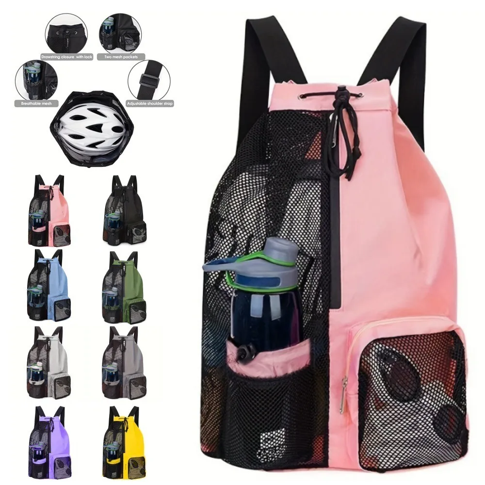 Mesh Drawstring Swimming Bag Wet Dry Storage Beach Backpack Sports Equipment Sack For Gym Swim Outdoor Activities
