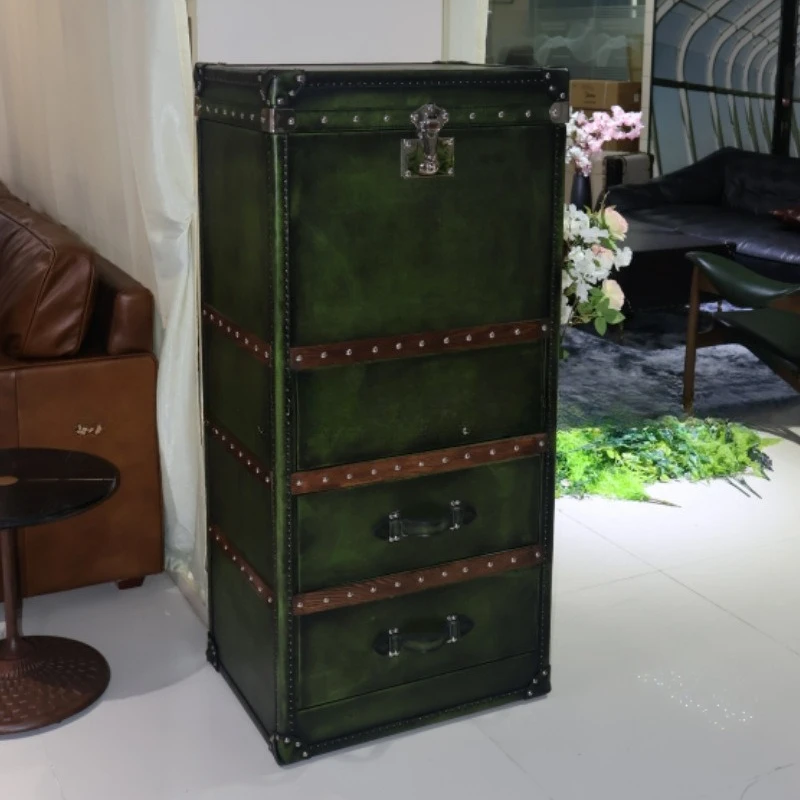 Living room light luxury wall decorative cabinet bedroom storage box multi-layer leather cabinet
