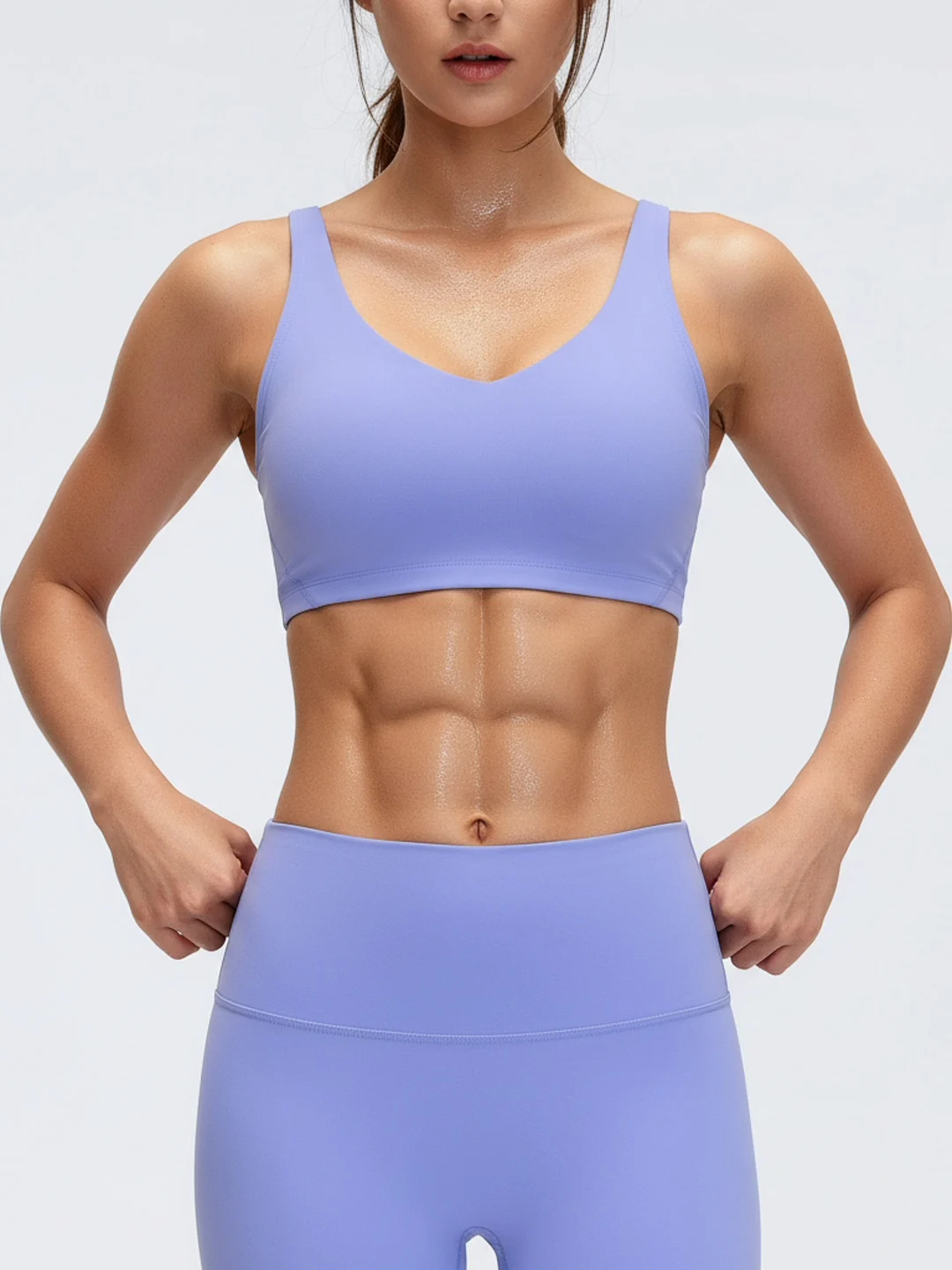 

Женский спортивный топ-бра: мягкий поддерживающий топ-жилет, дышащий, для фитнеса и йоги, фиолетовый, с U-образным вырезом, укороченный, верхняя одежда
