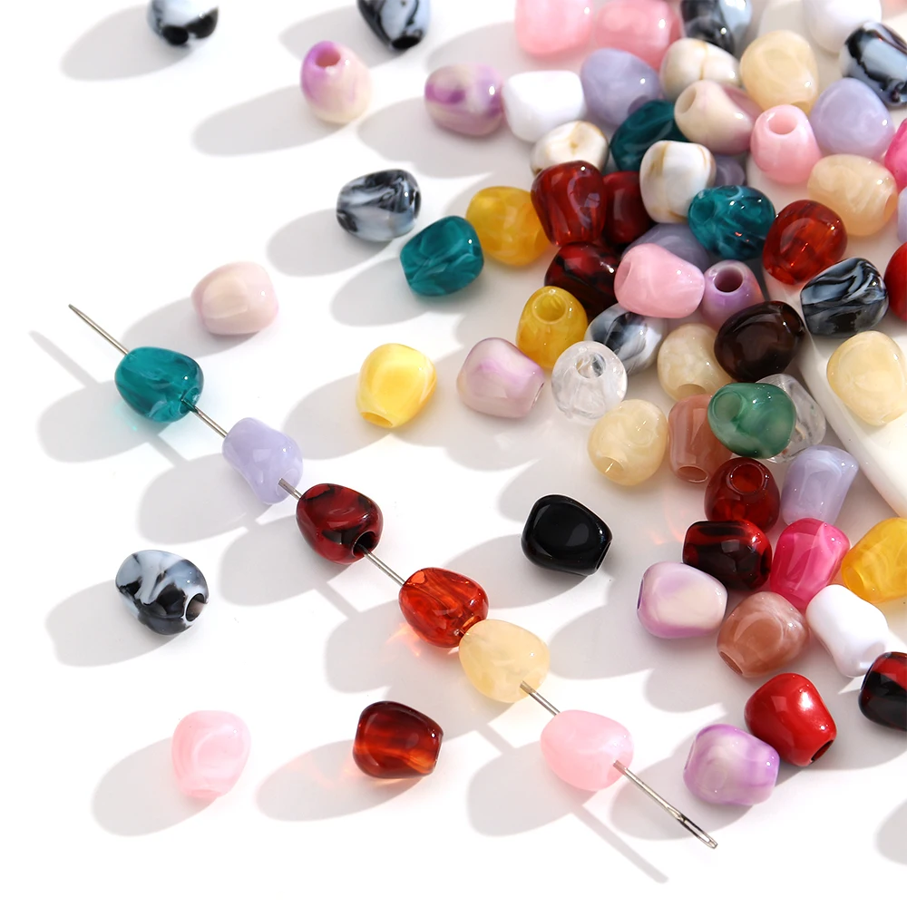 Irregular Acrylic Beads Large Hole Teardrop Oval Barrel Marble Agate Swirl Spacer for Bracelet Necklace DIY Jewelry Making