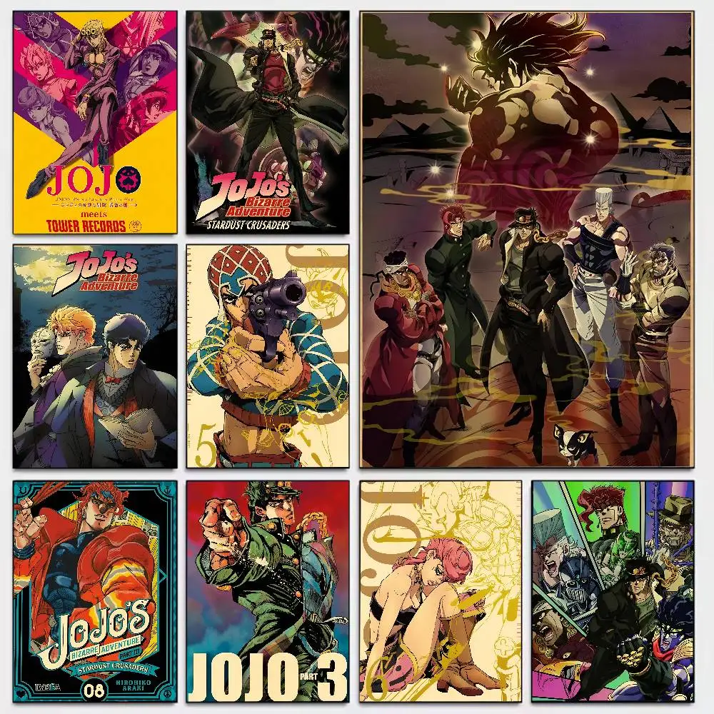 Vintage JOJO Anime JoJos Bizarre Adventure Animation Poster Art With Prints Home Bedroom Living Room Decoration Gift