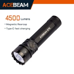 Acebeam E75 Quad-Core High-Performance Compact Led Zaklamp 4500lm 260M Oplaadbaar USB-C Met Magnetische Achterkap