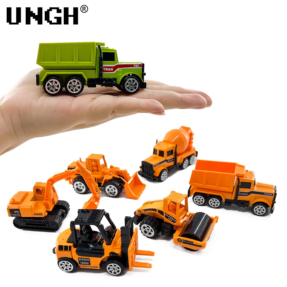 UNGH 6pcs Alloy Diecast Engineering Car Models Yellow Green Truck Excavator Tractor Toys for Children Kids BOY Vehicle Toys Gift