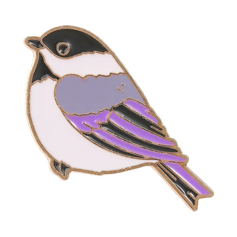 Cute Fat Chickadee Bird Badge Enamel Pin Cartoon Nature Wildlife Colorful Bird Metal Lapel Badge Backpack Accessory Jewelry Gift