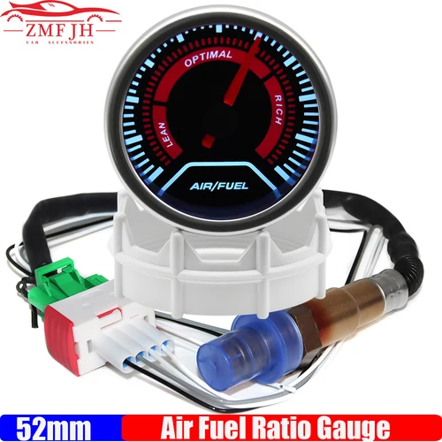 Imagen 1 del producto Lente ahumada, relación aire-combustible de calibre de 2 "", 52 mm, con sensor de oxígeno O2 de banda estrecha 0258006028 Medidor LED Medidor de carreras Coche de gasolina 12V