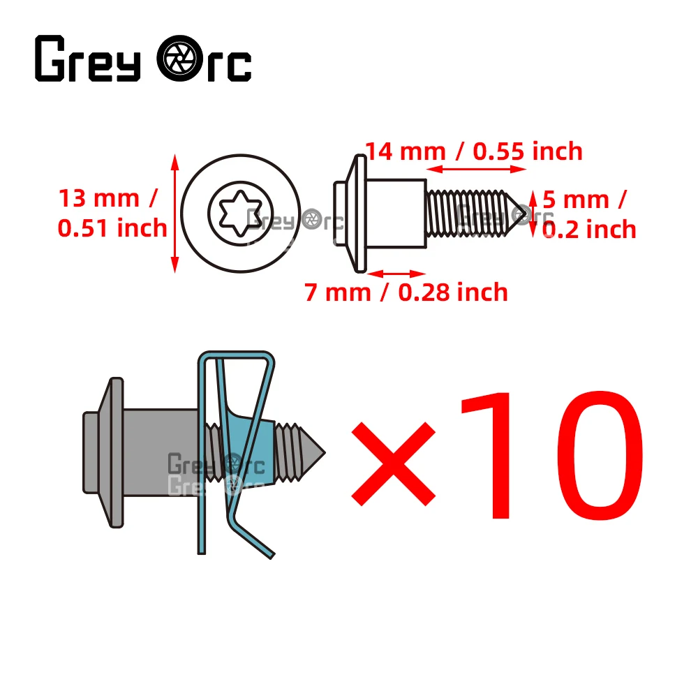 

10pcs/set Engine Cover Undertray Splashguard Wheel Arch Torx Screw Fastener Clips Universal For Golf Auto Fastener