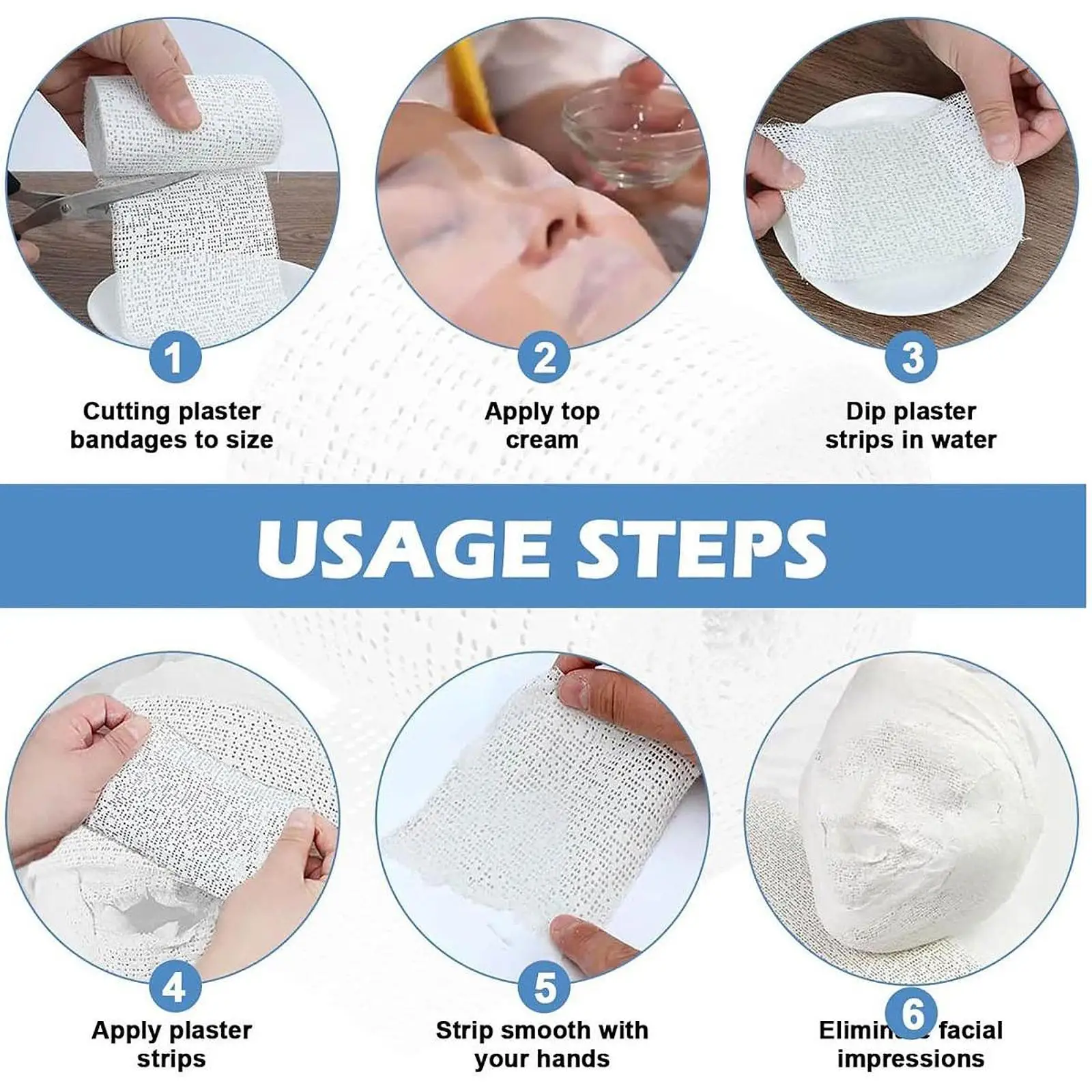 

Быстросхватывающаяся марлевая повязка Plaster Wrap: белые гибкие полоски для медицинских целей, ран, изготовления масок, литья и художественных работ