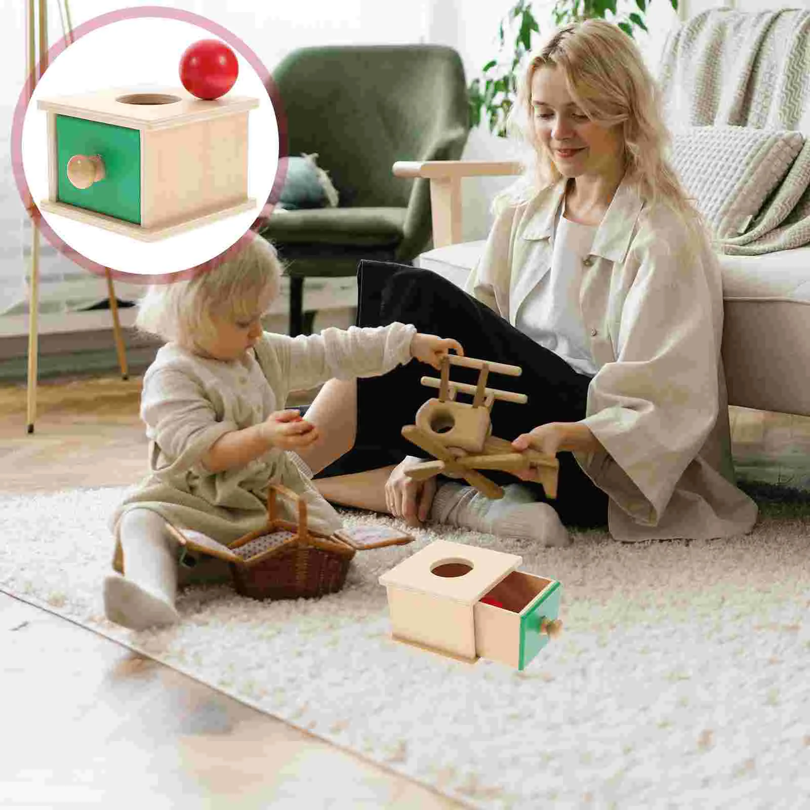 Coin Boxes Children Kids Puzzles Wooden Hand-eye Coordination Permanence Ball Baby