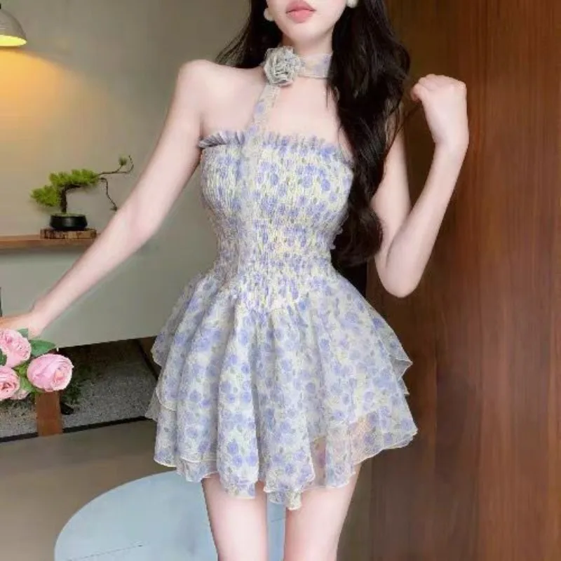 2026 Dress Women Small Spring  Summer French Celebrity Birthday Dress Small Floral Age Reduction Princess Dress Photo Artifact