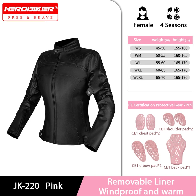 

Women's Motorcycle Jacket Waterproof Leather Motorbike Riding Jacket Motocross Off-Road Jacket Warm Moto Clothes Four Seasons