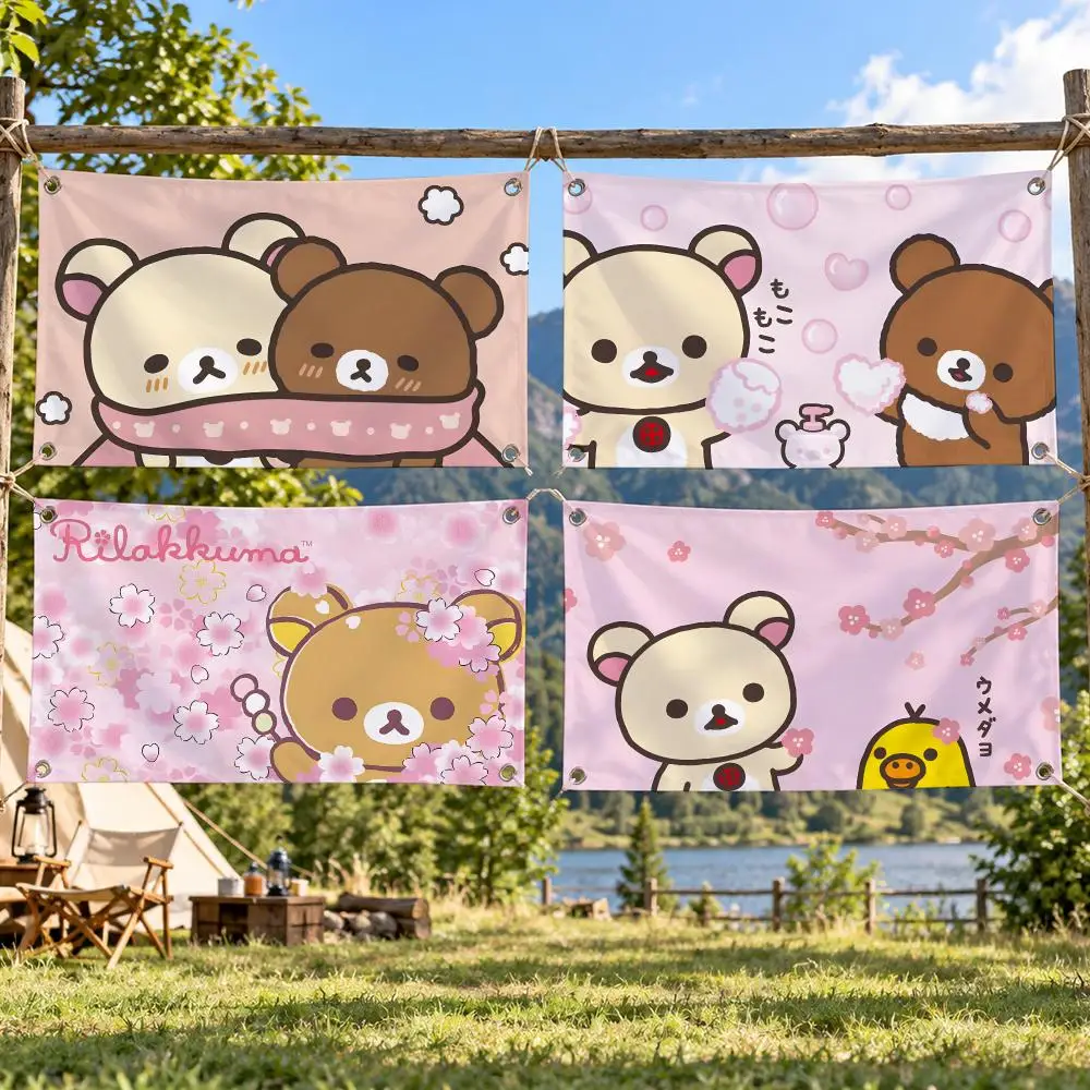 Cute R-Rilakkuma Flags Soft Skin-friendly Durable Tapestry Outdoor Party Home Living Room Bedroom Decoration