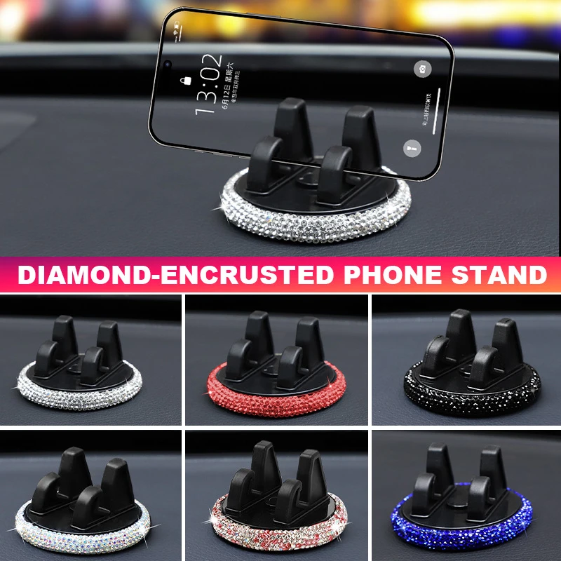Crystal Diamond Car Phone Holder Horizontal Vertical Screens Firm Auto Navigation Support Bracket Interior Accessories
