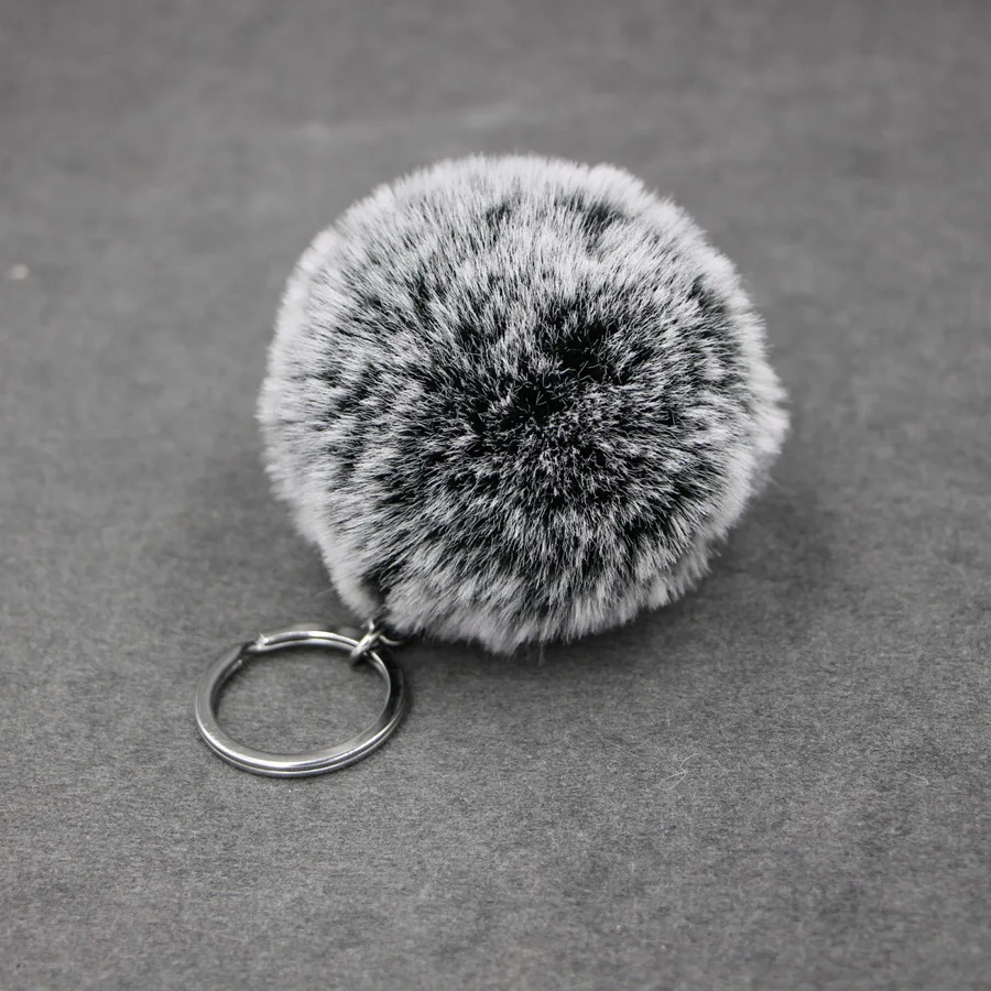 

Frost Color Fluffy Rabbit Fur Pompom Key Chain Women Cute Girl Pompon Ball Keychain On Bag Car Trinket Female Jewelry Party Gift