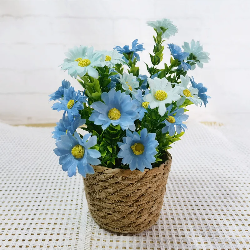 

Lavender Artificial Flower Sunflower Potted Home Desktop Decoration Artificial Flower Rattan Flower Basket Straw Storage Basket