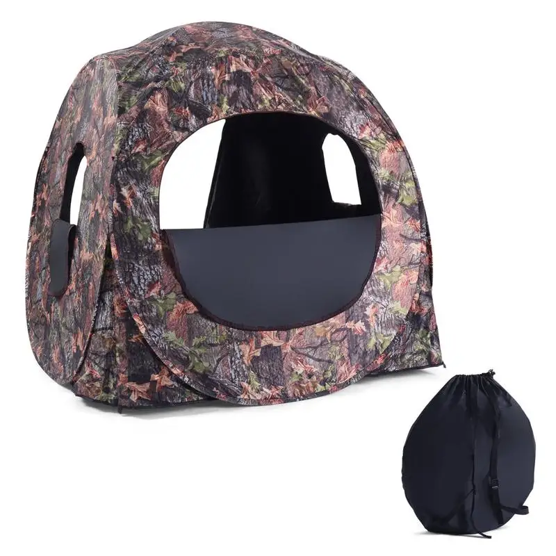 3 Person Pop Up Hunting Tent, PU Oxford Fabric, Steel Frame, 270 Degree View Window, Concealed Outdoor Observation, Carry Bag, Camouflage, 152x152x163 Cm view 6