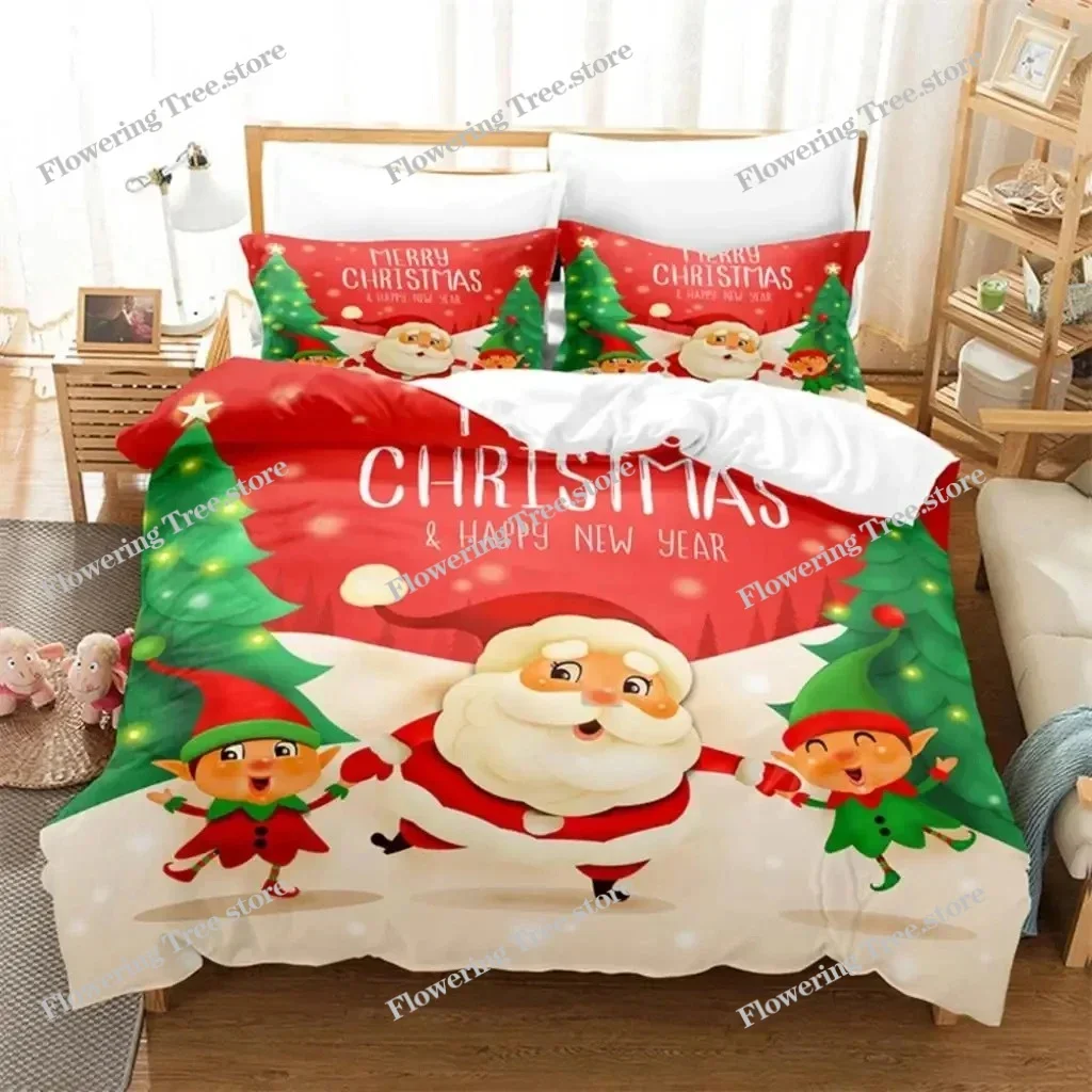 Christmas Santa Xmas Bedding Set Boys Girls Twin Queen Size Duvet Cover Pillowcase Bed Kids Adult Fashion Home Textileextile