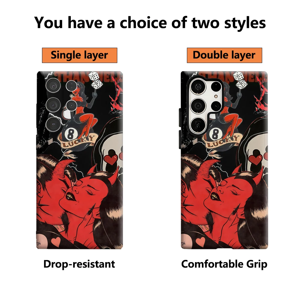 حافظة هاتف أكثر سخونة من الجحيم لهاتف سامسونج جالاكسي S25 Ultra S24 S23 Ultra Plus غطاء خلفي لامع بطبقة مزدوجة #2