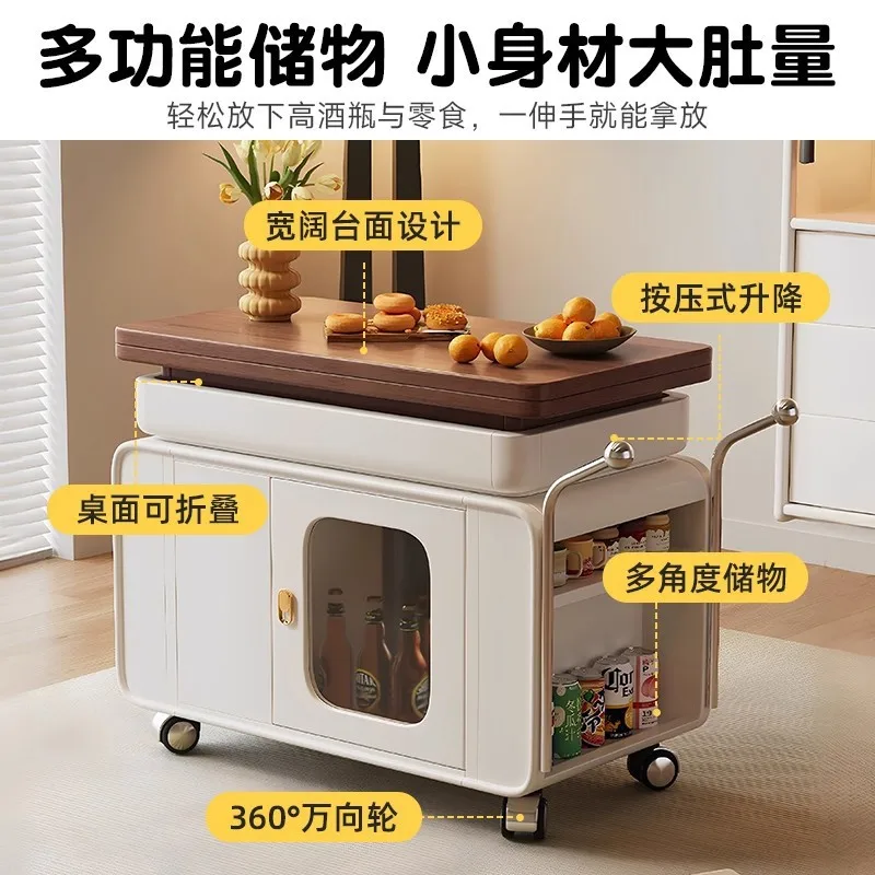 Solid wood mobile coffee table can be lifted and folded living room sofa edge multi-functional solid wood