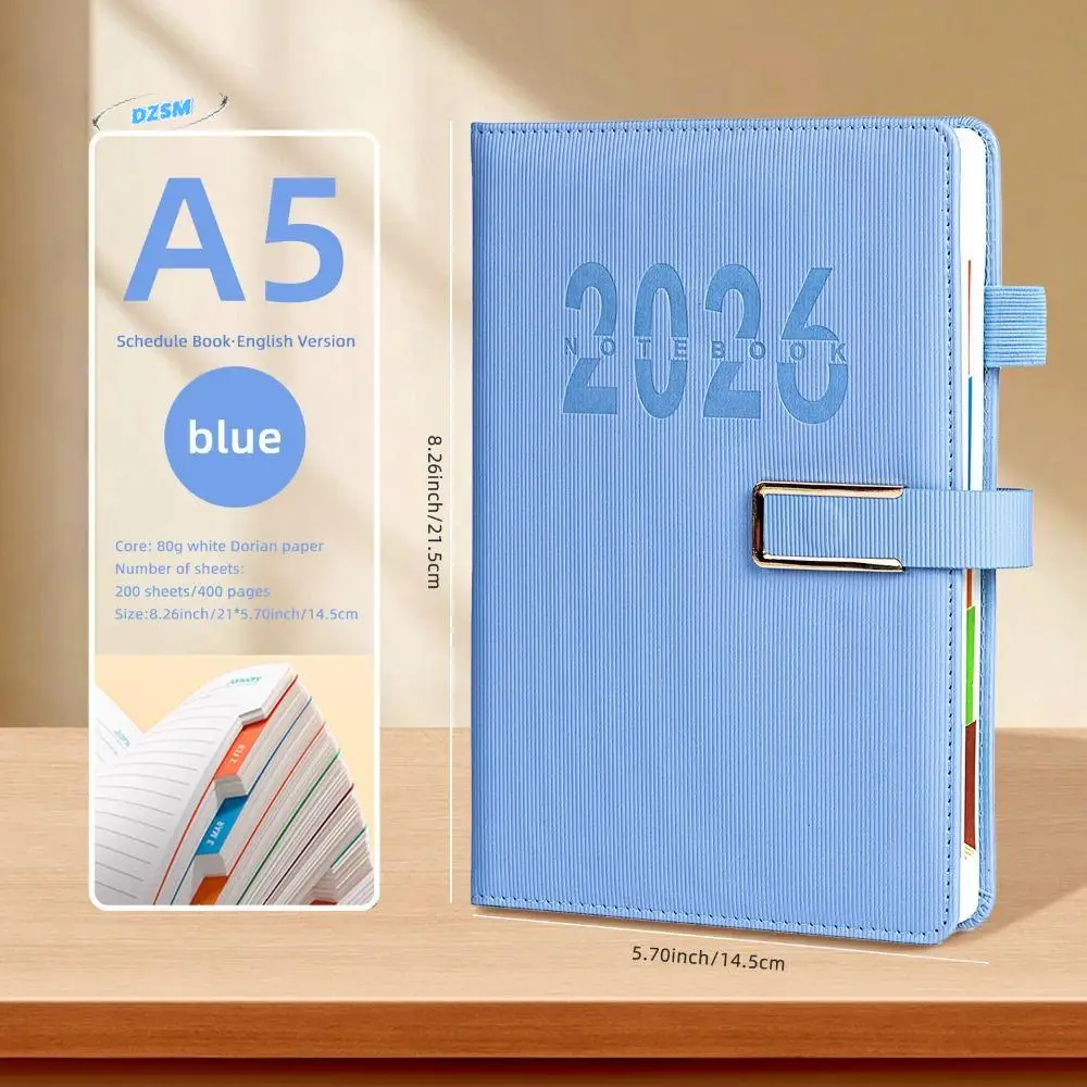 

English 2026 Schedule Planner Notepad Wear-resistant Bookmark 365 Days Efficiency Notebook Simple Portable Office Work Planner