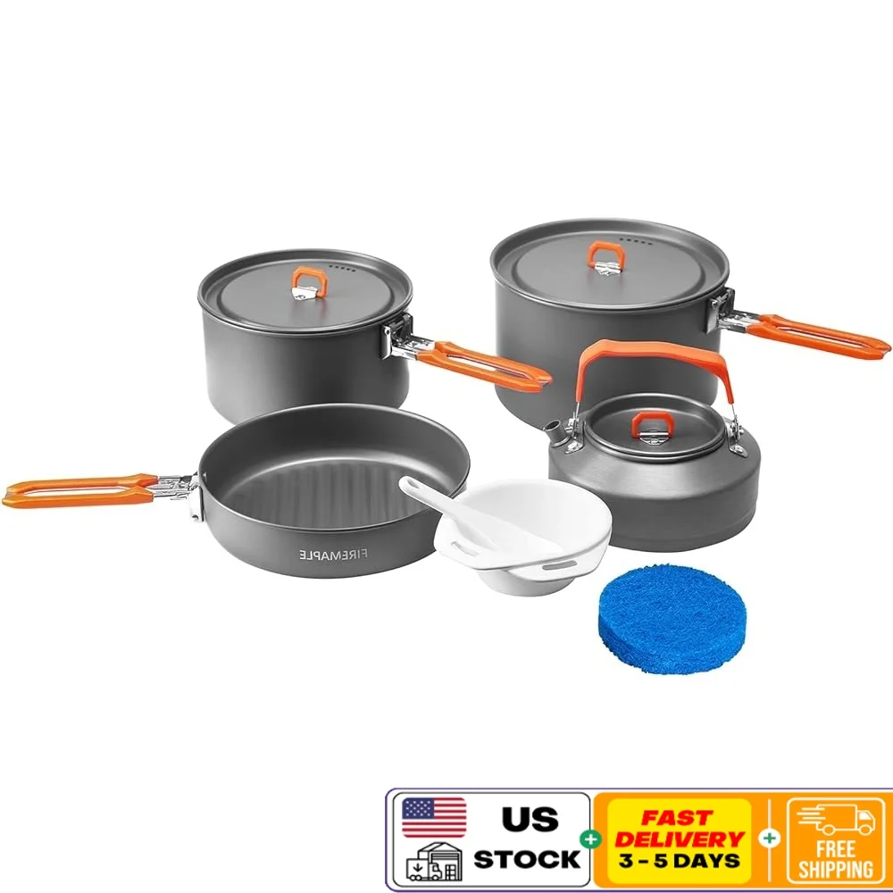 

Camping Cookware Set 12 Pieces Outdoor Cooking Kit Lightweight Pots Kettle Saucepans Frying Pan Hiking Fishing Portable Cookware