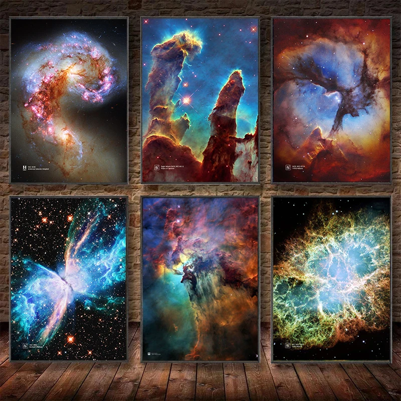 Hubble Space Telescope Poster Cosmic Particle Canvas Print Painting Universe Galaxy Nebula Picture for Living Room Home Decor