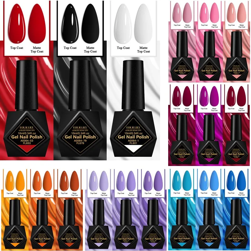 3pcs 10ml Black White Red Pink Gel Nail Polish Set HEMA TPO FREE Semi Permanent Soak Off UV Gel Varnish Nail Supplies Decoration