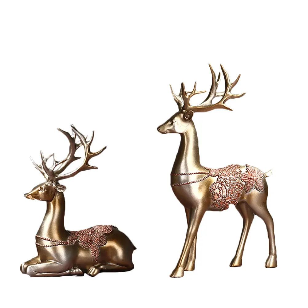 

2 Pcs Elk Xmas Ornaments Reindeer Christmas Decoration Tabletop Indoor Figurine