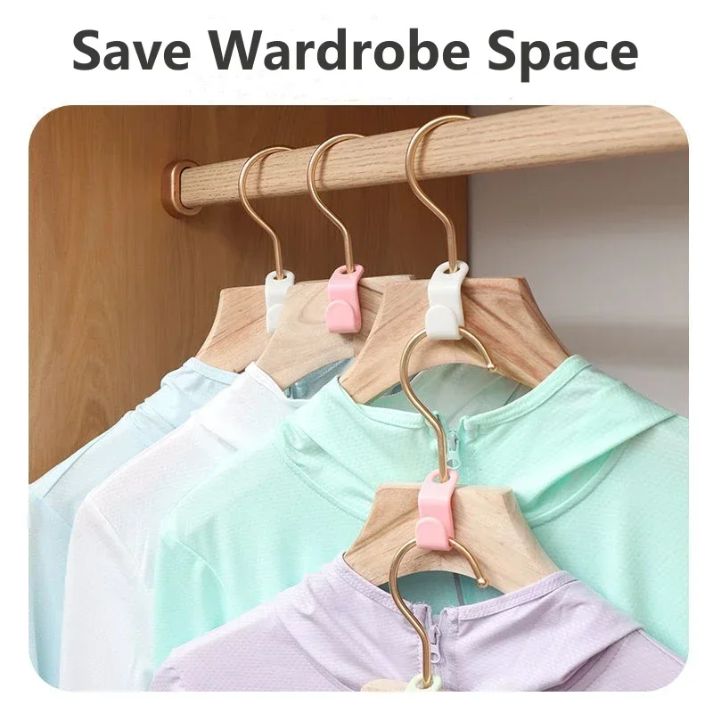 10/5Pcs Clothes Hanger Hooks Space Saving Closet Connector Hook Cascading Hanger Plastic Extender Clips Wardrobe Coat Organizer