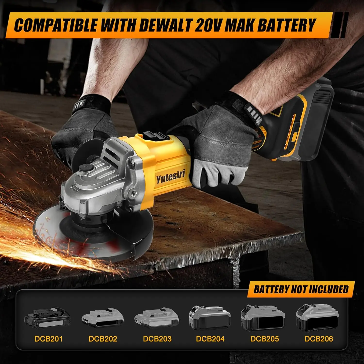 Angle Grinder Cordless for Dewalt 20V Max Battery, 11000RPM Brushless Grinder Tool,3 PCS 4-1/2