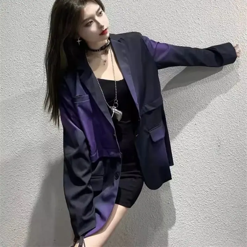 Chaqueta de traje de Color degradado para mujer, diseño de alta gama, suelto, versátil, pequeño, explosivo callejero, Primavera, 2024