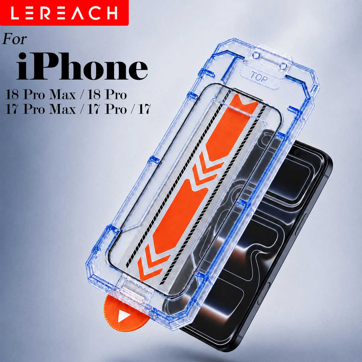واقي شاشة زجاجي مقوى عالي الدقة 9H لطرازات iPhone 18 Pro Max و17 Pro Max و18 Pro، مع طقم تركيب سهل بضغطة واحدة وخالٍ من الغبار.