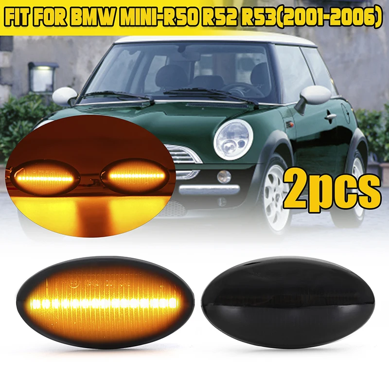 

LED Dynamic Flowing Side Marker Light Car Fender Sequential Indicator Lamp Fit For BMW MINI R50 R53 2002-2006 R52 2004-2008