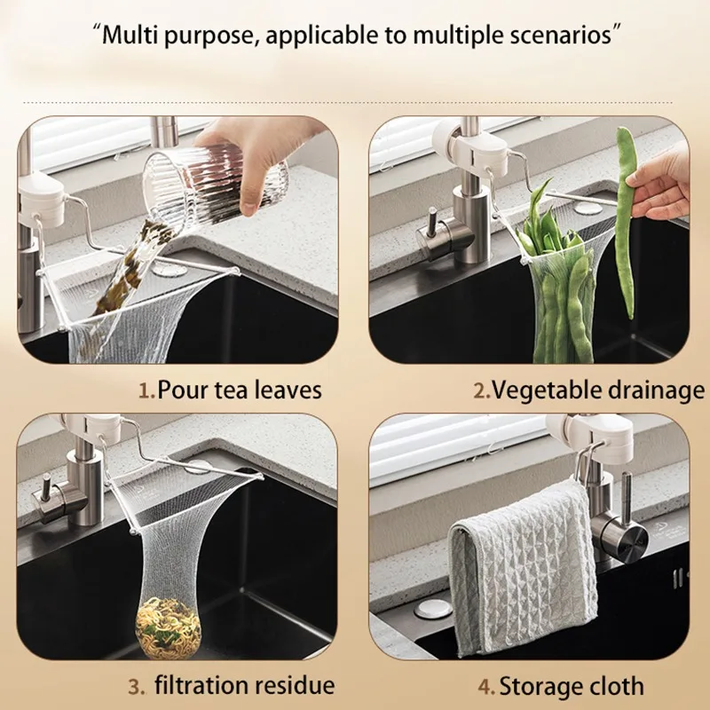 

Многофункциональный фильтр для раковины, сливная полка для фильтра для раковины, пластиковая вращающаяся стойка для раковины, антиблокировочный фильтр, стойка 1 шт., 50 шт. фильтр-мешок