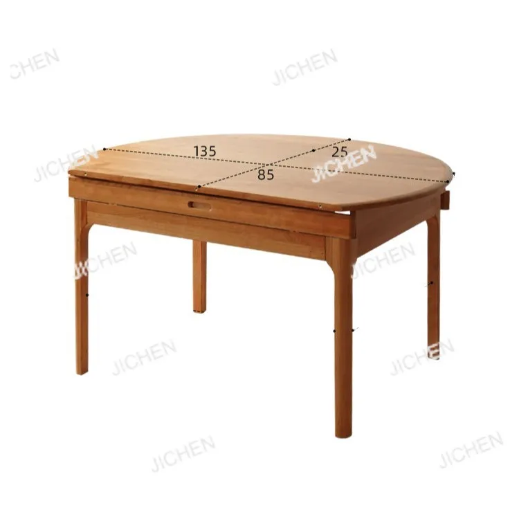 

Jumping platform telescopic Nordic cherry wood solid wood stretching dining table small apartment folding telescopic round table