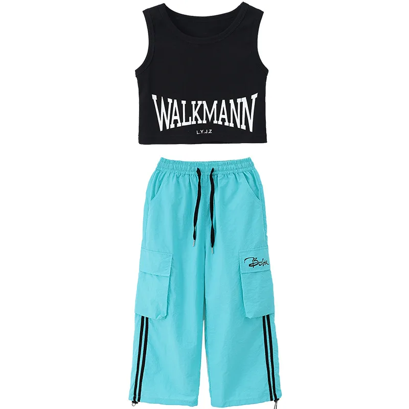 Hip Hop Kids K-pop Crop Top Street Dance Purple Pants Girls Streetwear Joggers Child Sweet Jazz Costumes Stage Clothes Sets