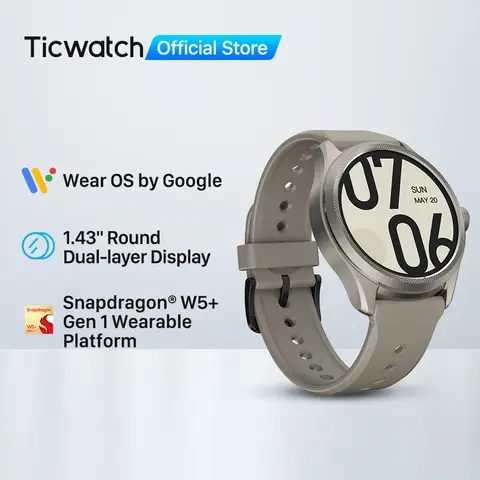 TicWatch Pro 5 Wear OS Smartwatch zbudowany w 100 + trybach sportowych 5ATM kompas wodoodporności NFC i 80Hrs żywotność baterii (piaskowiec)