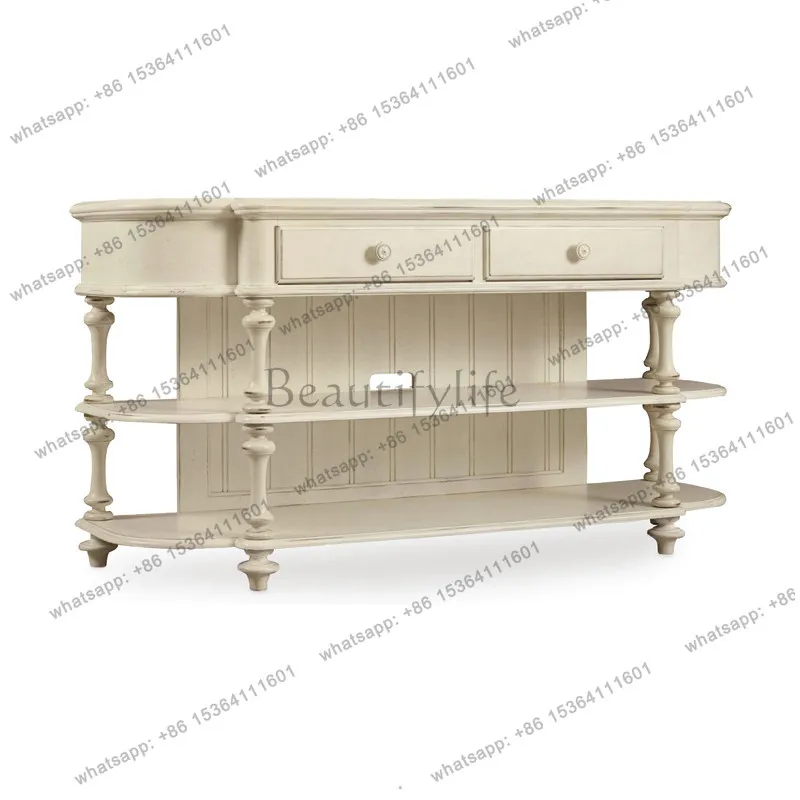 

American neoclassical solid wood foyer entrance table French retro living room decorative entrance cabinet