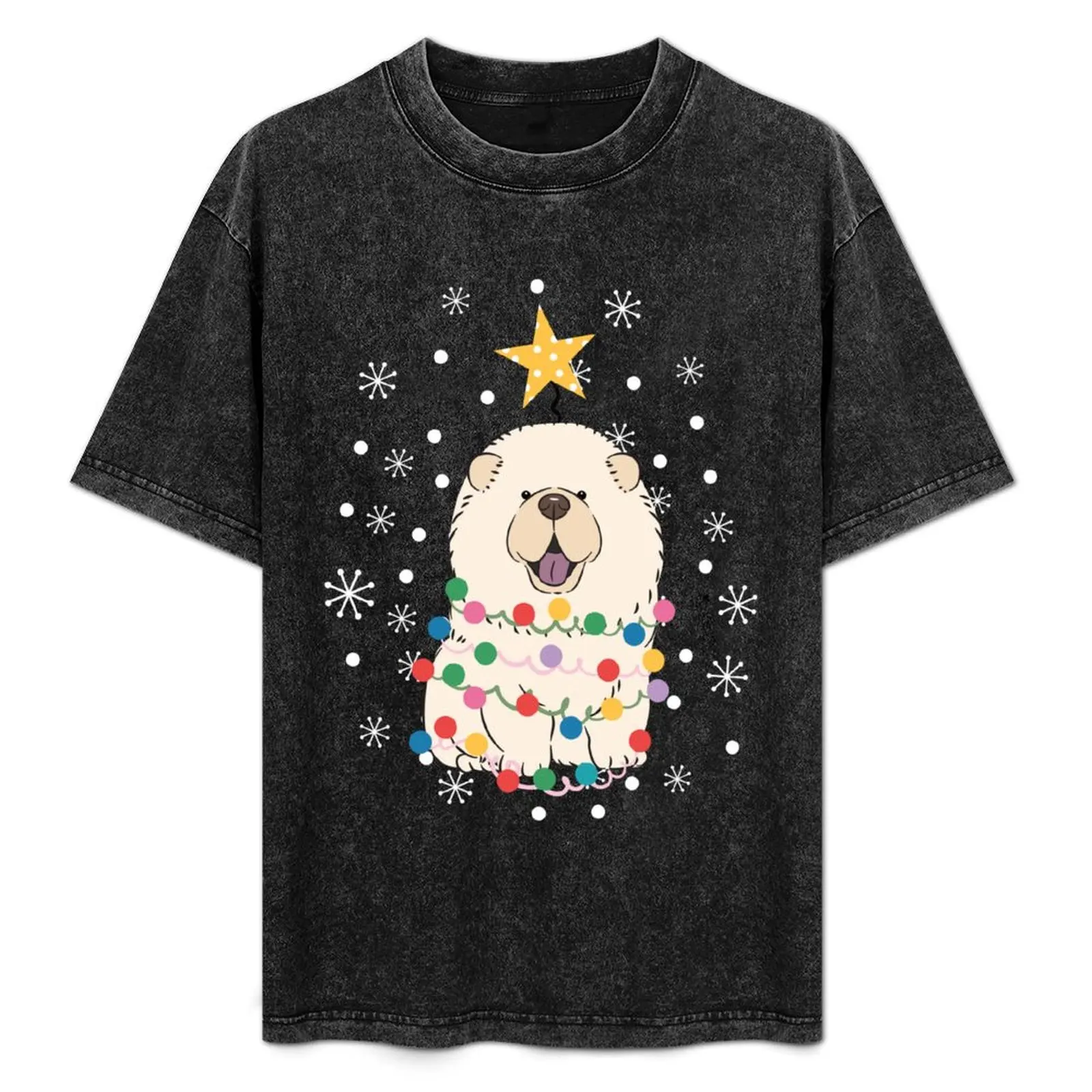 White Cream Chow Chow Christmas Tree T-Shirt Blouse blacks new edition Men's t-shirt