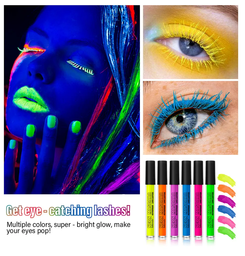 Fluorescent color mascara, long, curly, long-lasting, waterproof, non-smudge mascara