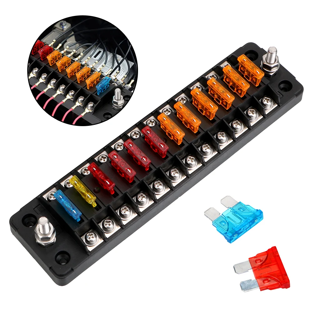 32V 75A para Auto Car Marine Trike 6 vías 12 vías bloque de fusibles de cuchilla soporte de caja de fusibles