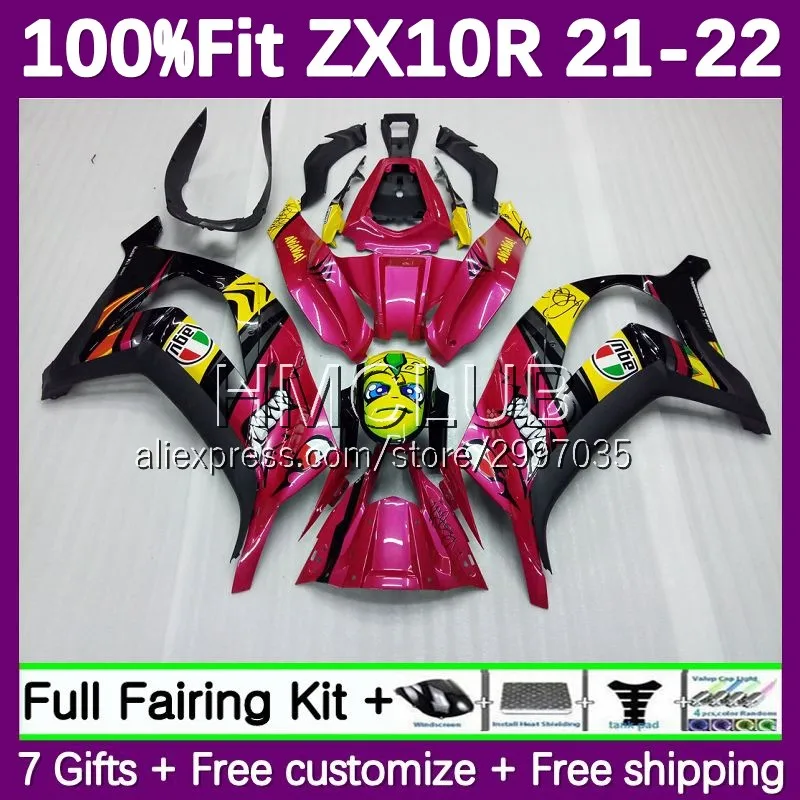 Injection Fairing For KAWASAKI NINJA ZX-10R ZX 10 R 10R 1000 CC 115No.66 ZX1000 pink shark ZX10R 21 22 2021 2022 2023 Body Kit