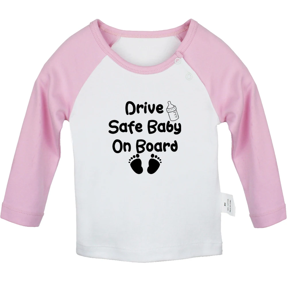 Drive Safe Baby On Board Fun Baby T-shirts Cute Boys Girls Tops Infant Long Sleeves T shirt Newborn Soft Clothes Kids Presents