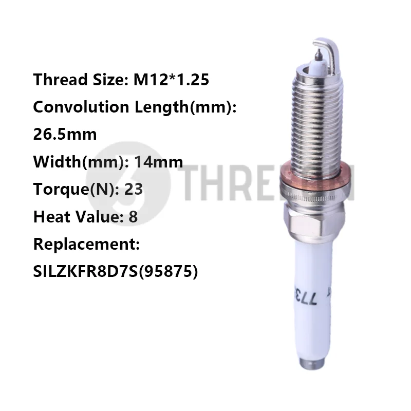 

THREEON 1/4/6pcs LDL8RTCI-T(7735) Iridium Spark Plugs For Mercedes-Benz W270 W274 Lynk&Co Replace SILZKFR8D7S(95875) M12*1.25