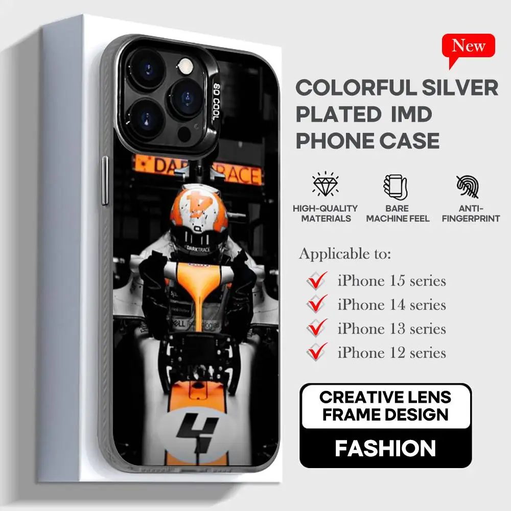 F-Formula 1 Lando Norris Phone Case black IMD Colorful Phone Case Silver Cover Suitable for iPhone 16 15 14 13 12 11 XS Pro Max