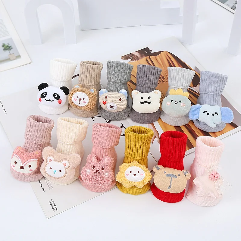 Autumn Baby Girls Socks Newborn Cute Cartoon Animal Baby Socks Infant Baby Boy Socks Anti Slip Soft Cotton Floor Sock