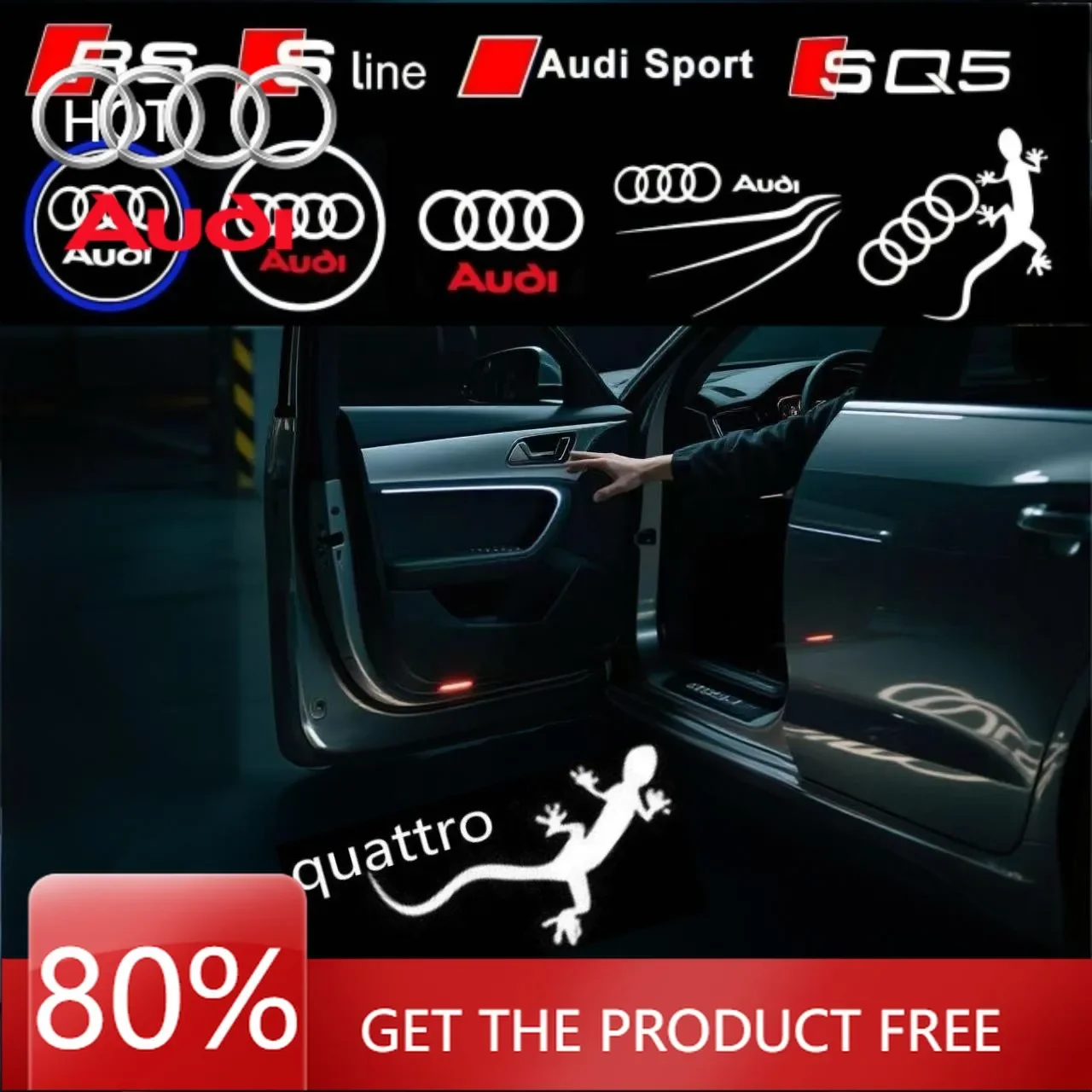 

Горячая новинка 2026: Светодиодные наклейки-проекторы с логотипом для дверей автомобиля (подсветка при открытии) для Audi S-Line A4 B5 B6 B7 B8 B9 A1 A3 8V 8P 8L A6 C5 C6 C7