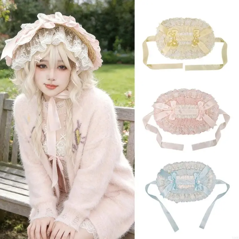 

Соломенная шляпа от солнца в деревенском стиле, кружевная шляпа с капюшоном для любителей традиционных коктейлей и чаепитий, для