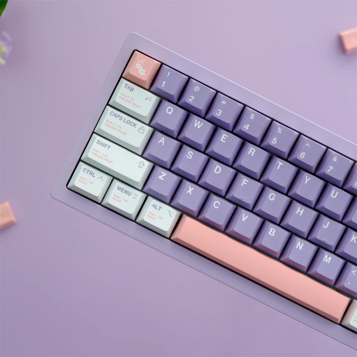 KBCaps 129 Keys GMK Lavender Cherry Profile  Dye Sublimation Keycaps Fits MX Switch 61/64/68/75/86/98/104  Mechanical Keyboard