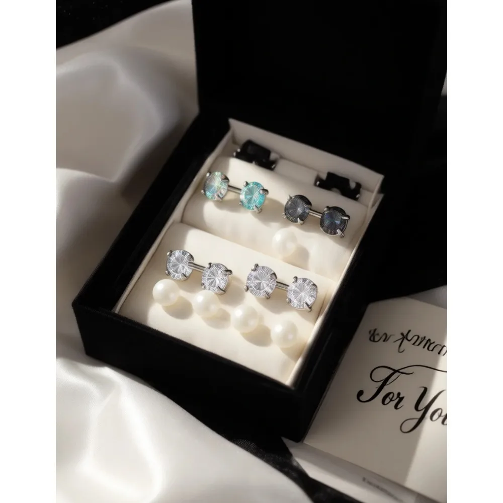 

Набор из 14 пар гипоаллергенных серег-гвоздиков из хирургической стали для женщин и мужчин, 20G, с фианитами, опалом, лунным камнем, бирюзой, для пирсинга хряща