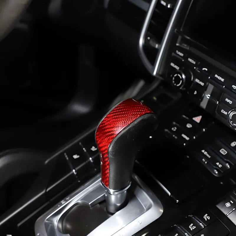 Real Carbon Fiber For Porsche Cayenne 2011 2012 2013 2014 2015 2016 2017 Car Gear Shift Knob Trim Cover Sticker Car Accessories